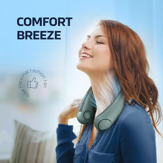 Rechargeable Personal Neck Fan – Hands-Free Wearable Cooler with 3-Speed Airflow | Ultra-Quiet & Portable for Travel, Office, Gym