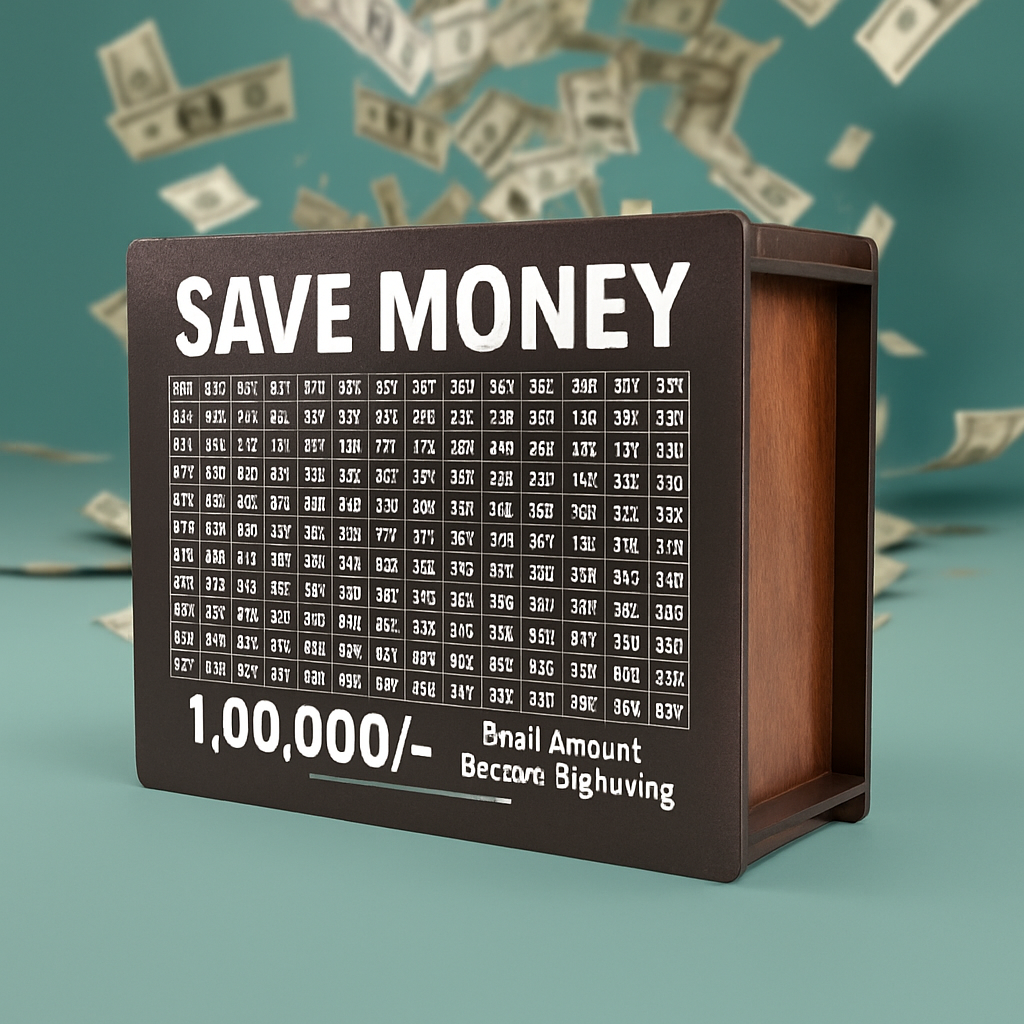 1 Lakh Saving Challenge Box | Wooden Piggy Bank for Adults & Kids | ₹500 Scratch & Save Money Box | Money Saving Box Gift Item