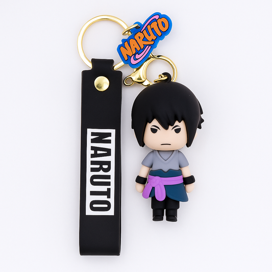Naruto Anime Keychain | Sasuke Uchiha Cartoon Figure with Silicone Strap | Premium Quality (Set of 1)