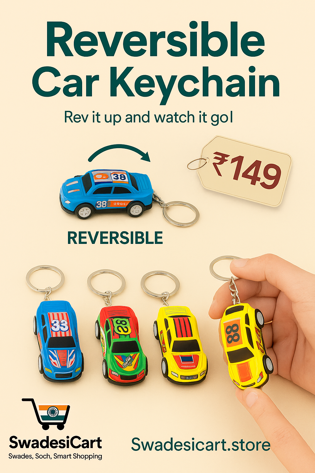 Set of 3 Mini Race Car Keychains – Colorful Pickup Truck Design for Kids & Adults