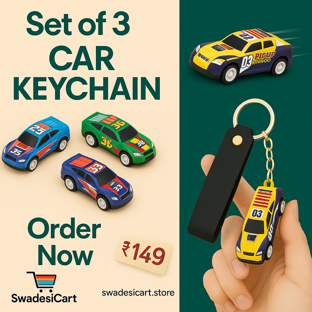 Set of 3 Mini Race Car Keychains – Colorful Pickup Truck Design for Kids & Adults