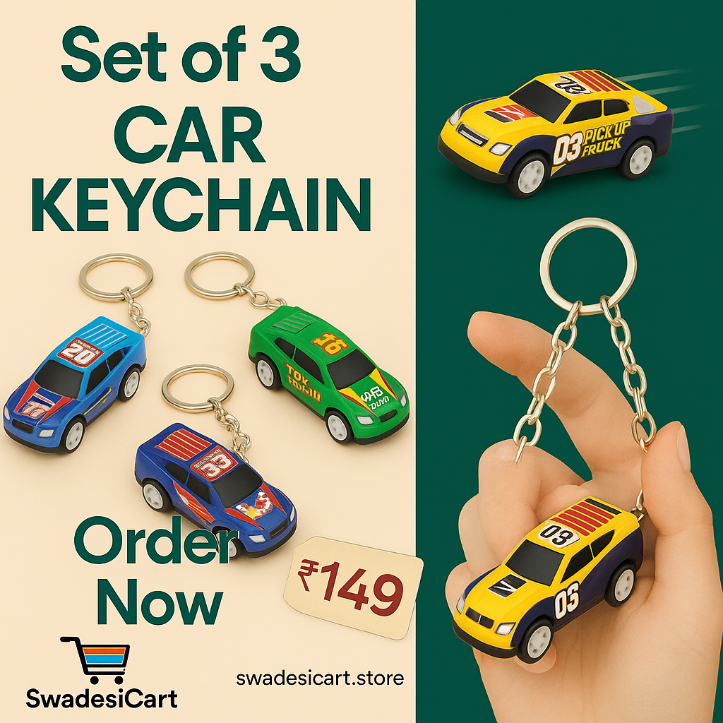 Set of 3 Mini Race Car Keychains – Colorful Pickup Truck Design for Kids & Adults