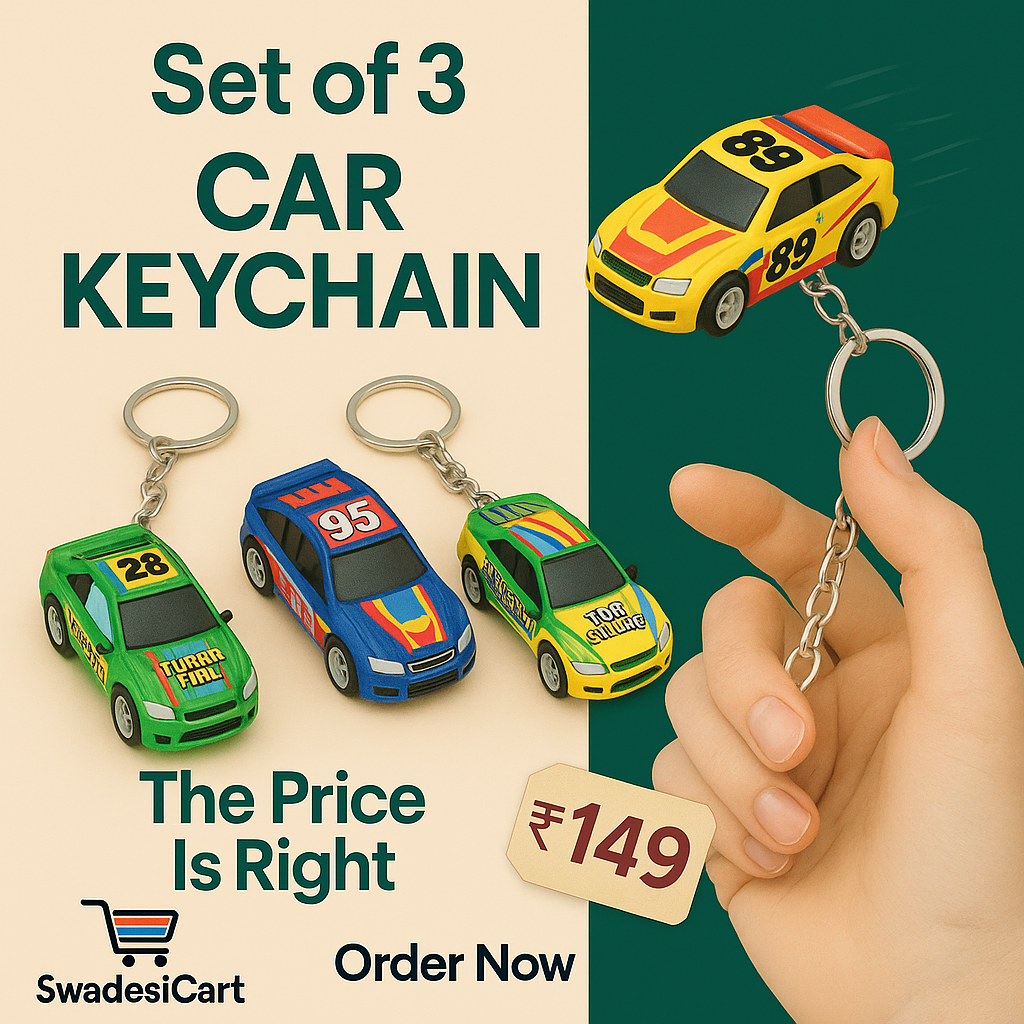Set of 3 Mini Race Car Keychains – Colorful Pickup Truck Design for Kids & Adults