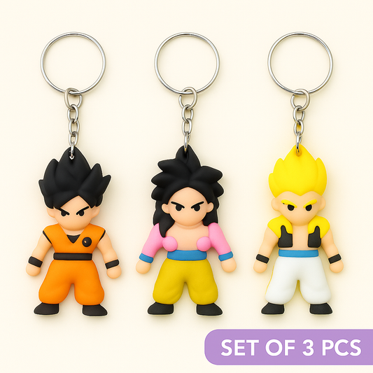Pack of 3 Anime Keychains | Beautiful Rubber Keyrings for Boys & Girls | Aesthetic, Elegant & Stylish Keychain Combo for Bags, Bikes, Gifts ,  Pocket