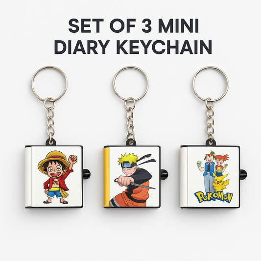 Mini Cartoon Diary Keychain – Cute Pocket Notebook with Key Ring | Decorative Stationery Gift for Kids & Friends