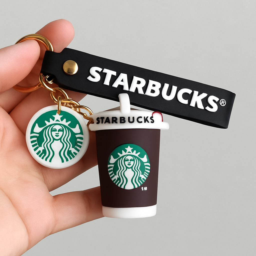Premium Starbucks Style Coffee Cup Keychain | Cute Rubber Keyring with Logo Charm | Trendy Gift for Coffee Lovers
