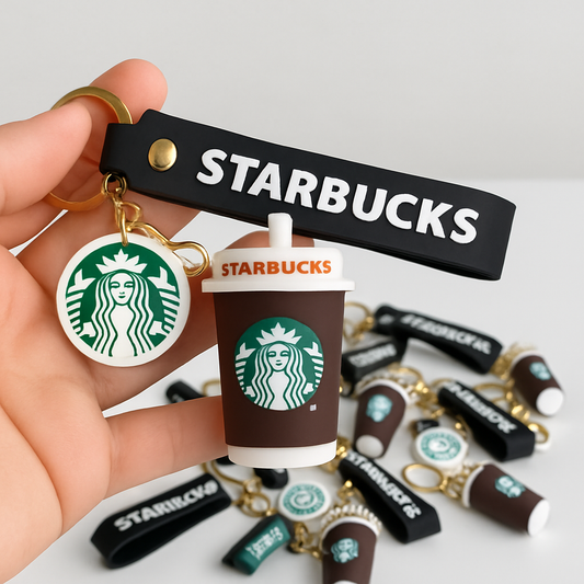 Premium Starbucks Style Coffee Cup Keychain | Cute Rubber Keyring with Logo Charm | Trendy Gift for Coffee Lovers