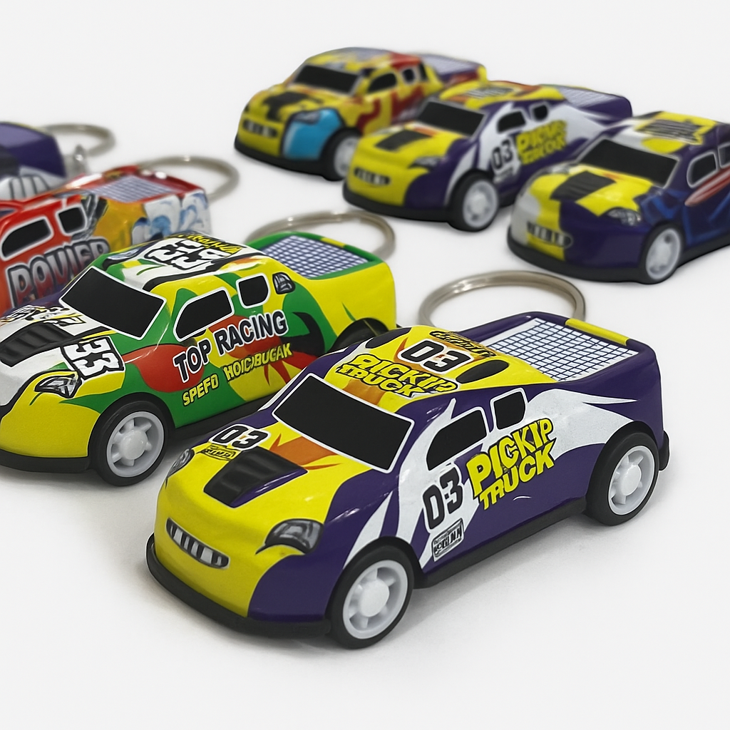 Set of 3 Mini Race Car Keychains – Colorful Pickup Truck Design for Kids & Adults