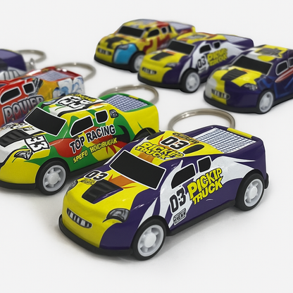 Set of 3 Mini Race Car Keychains – Colorful Pickup Truck Design for Kids & Adults