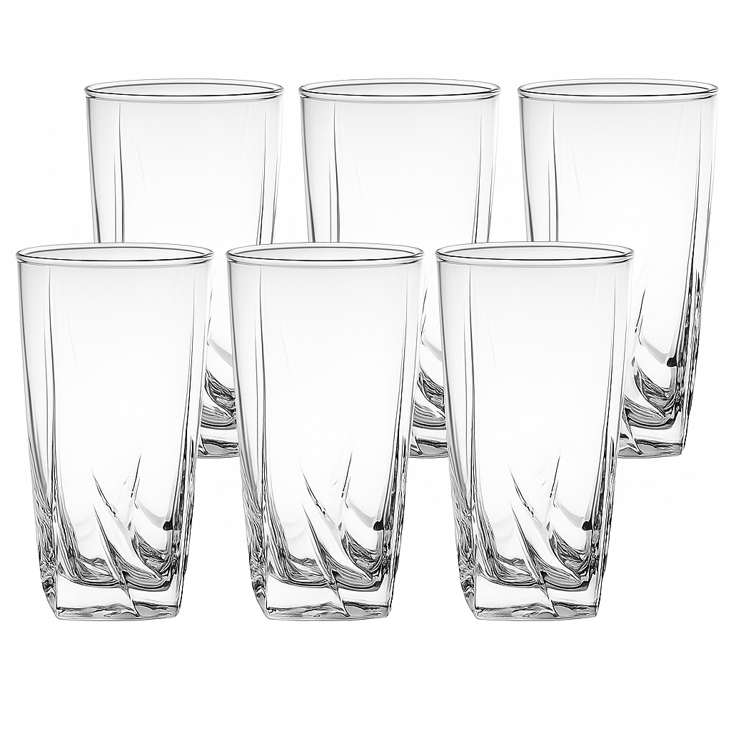 Set of 6 Transparent Glass Tumblers – Stylish & Durable Drinking Glasses for Water & More