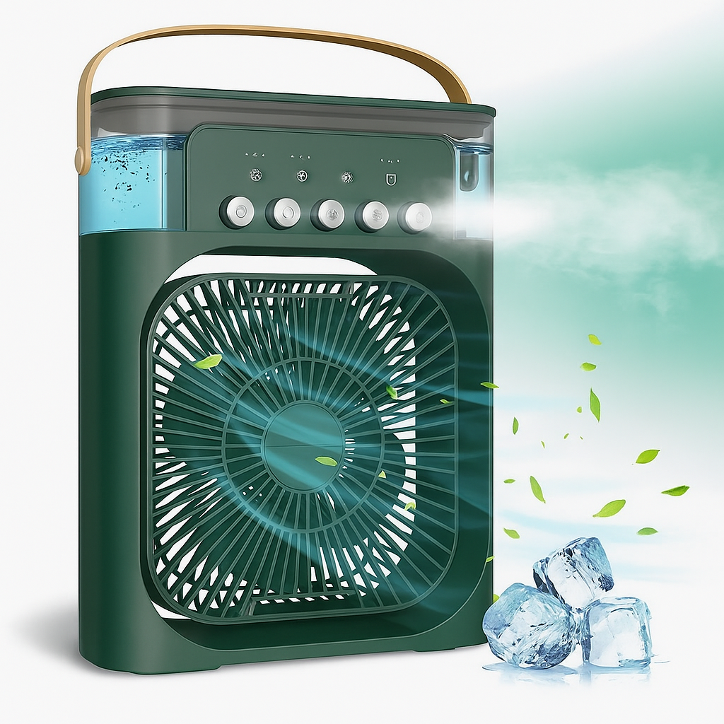 Portable Air Cooler Fan with Water Mist Spray – USB Rechargeable Mini AC for Home, Office & Travel