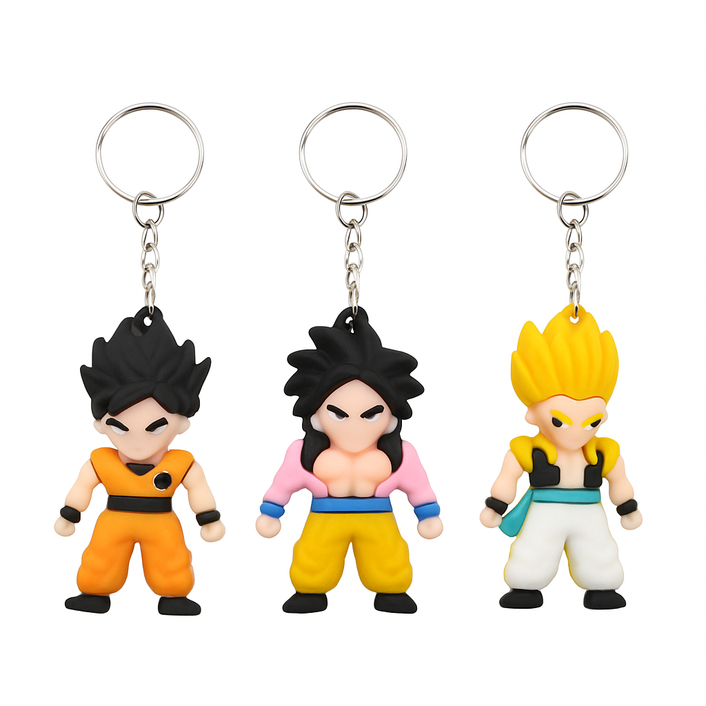 Pack of 3 Anime Keychains | Beautiful Rubber Keyrings for Boys & Girls | Aesthetic, Elegant & Stylish Keychain Combo for Bags, Bikes, Gifts ,  Pocket
