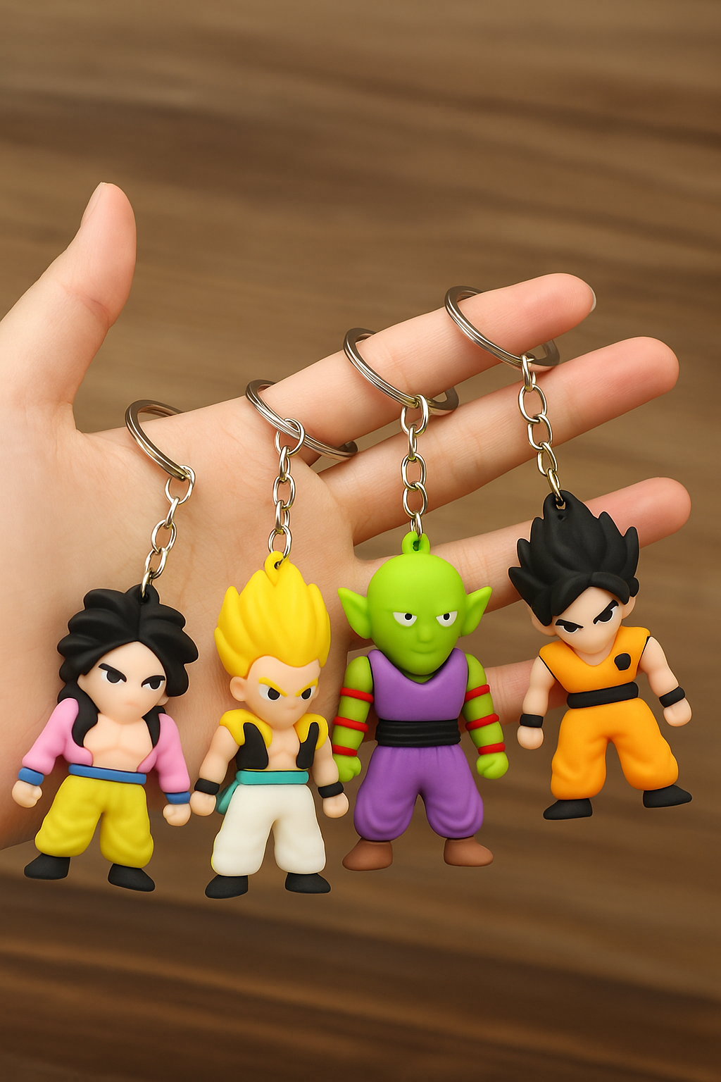 Anime Rubber Keychain Set | Pack of 4 | Dragon Ball Z Character Keyrings for Kids & Fans
