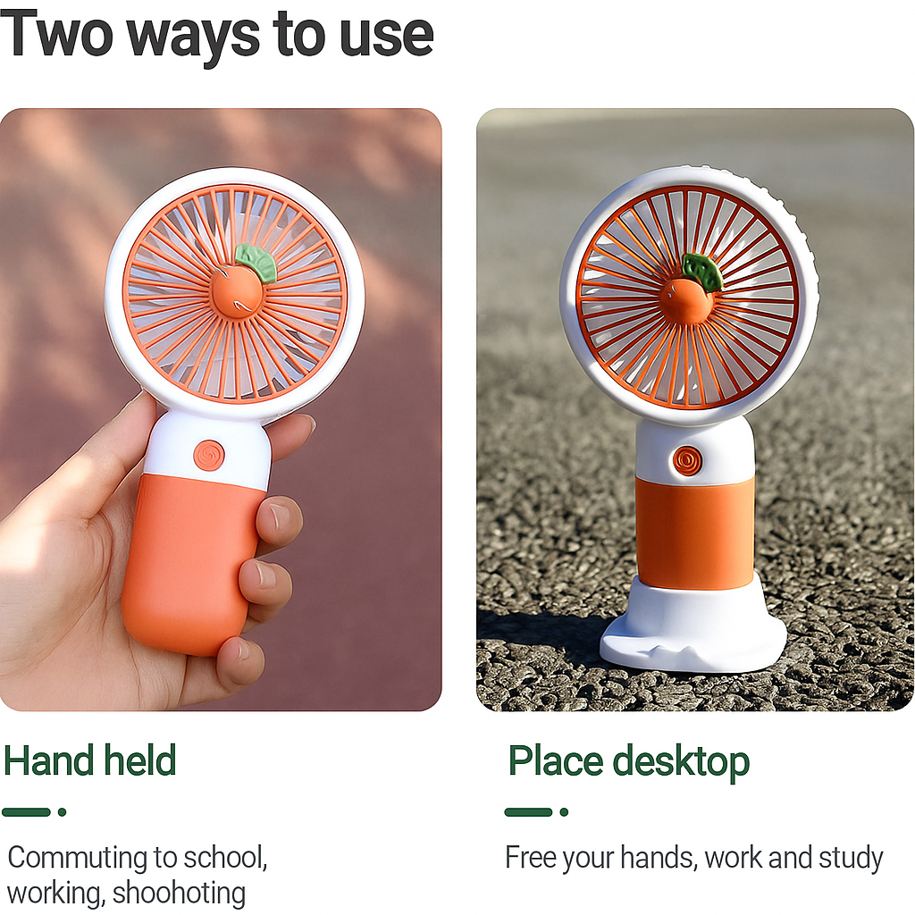 Rechargeable Mini USB Fan with Cute Avocado Design – Handheld Summer Cooler for Kids & Travel